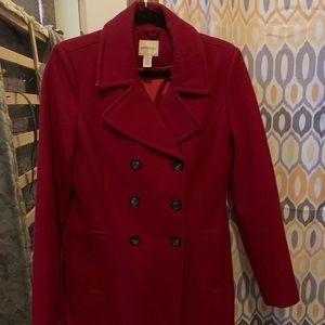Red pea coat